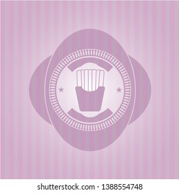fries icon inside pink emblem. Vintage.