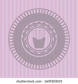 fries icon inside pink emblem