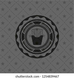 fries icon inside realistic black emblem