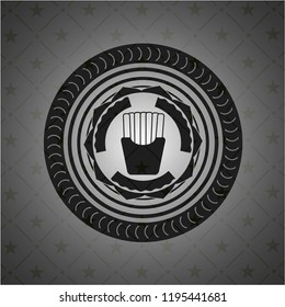 fries icon inside realistic dark emblem