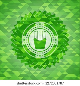 fries icon inside realistic green mosaic emblem
