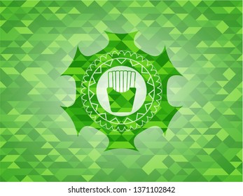 fries icon inside realistic green mosaic emblem