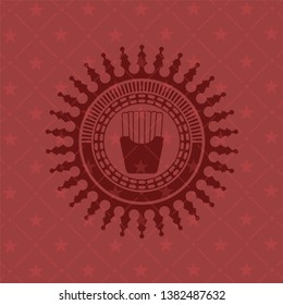 fries icon inside realistic red emblem