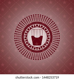 fries icon inside realistic red emblem