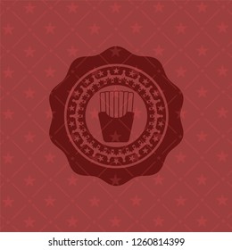 fries icon inside red emblem. Retro