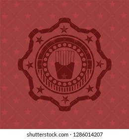 fries icon inside red emblem. Retro