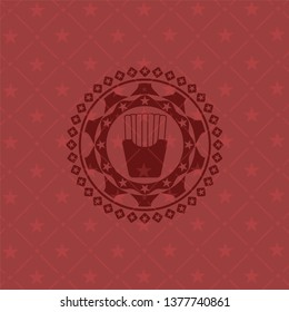 fries icon inside red emblem. Vintage.