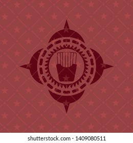 fries icon inside red emblem. Retro