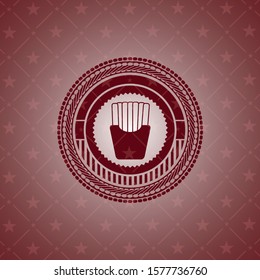 fries icon inside red emblem. Vintage.
