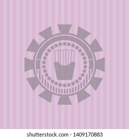 fries icon inside retro pink emblem