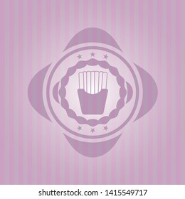 fries icon inside retro pink emblem