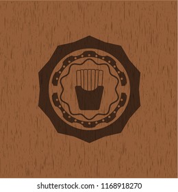fries icon inside retro style wood emblem