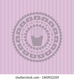 fries icon inside retro style pink emblem