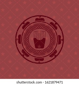 fries icon inside retro style red emblem