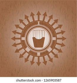 fries icon inside retro wood emblem