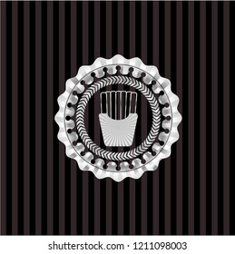 fries icon inside silver badge or emblem