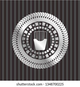 fries icon inside silver badge
