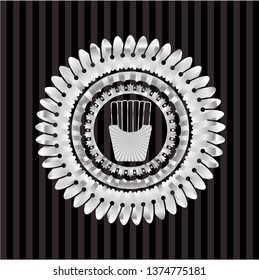 fries icon inside silver badge