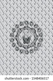fries icon inside silver badge or emblem. Scales pattern. Vector Illustration. Detailed.