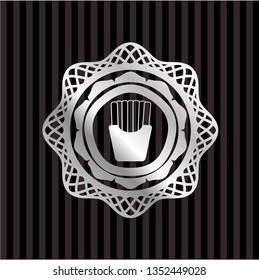 fries icon inside silver emblem