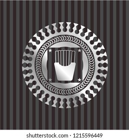 fries icon inside silver shiny badge