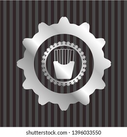 fries icon inside silver shiny emblem