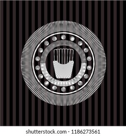 fries icon inside silvery badge