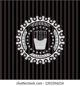fries icon inside silvery emblem