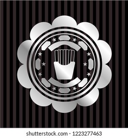 fries icon inside silvery shiny badge