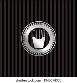 fries icon inside silvery shiny emblem