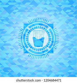 fries icon inside sky blue mosaic emblem