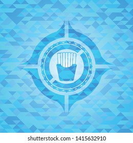 fries icon inside sky blue emblem with mosaic background