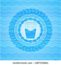 fries icon inside water badge background.