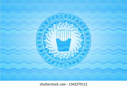 fries icon inside water wave concept emblem background.