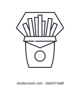 Fries icon, linear isolated illustration, thin line vector, web design sign, outline concept symbol with editable stroke on white background.