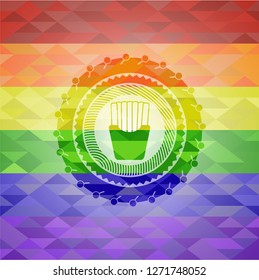 fries icon on mosaic background with the colors of the LGBT flag