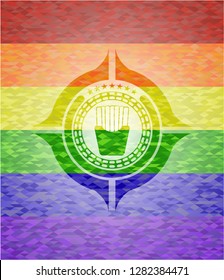 fries icon on mosaic background with the colors of the LGBT flag