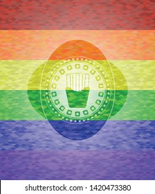 fries icon on mosaic background with the colors of the LGBT flag