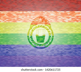 fries icon on mosaic background with the colors of the LGBT flag