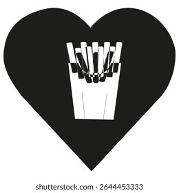 Fries icon. Potato sticks symbol. Fast snack illustration. Vector image.