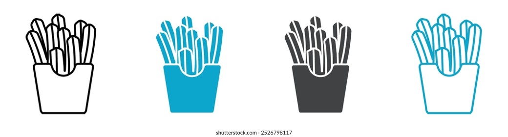 fries icon set illustration logo