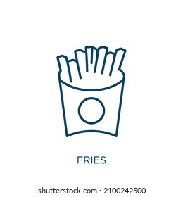 icono de patatas fritas. Icono de contorno de papas fritas lineales delgadas aisladas en fondo blanco. Signo de patatas fritas vectoriales de línea, símbolo para web y móvil