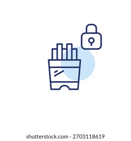 Batatas fritas e fechadura. Ordem de comida segura e restaurantes e entrega com certificação de segurança. Pixel perfeito, ícone de vetor de traçado editável