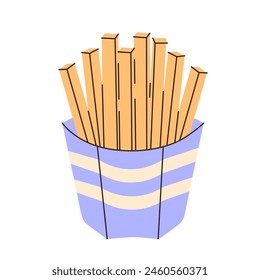 Fries on white background. Fast food flat . French fries 90s aesthetic. y2k element. 