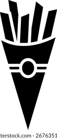 Fries in a Paper Cone Vector Icon Illustration