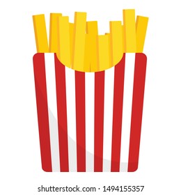 Fries potato bag icon. Flat illustration of fries potato bag vector icon for web design