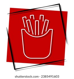 fries red banner in frame. Vector illustration.