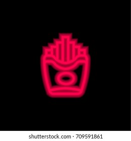 Fries red glowing neon ui ux icon. Glowing sign logo vector