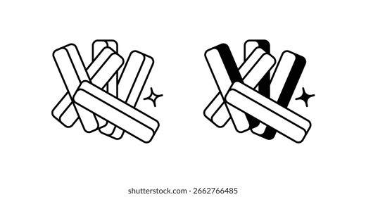 Icono de conjunto de patatas fritas con fondo blanco Vector Ilustración de stock