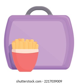 Fries Snack Box Icon Cartoon Vector. Lunch Food. Kid Bag